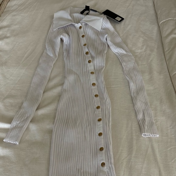 White Knit Cable Dress - Picture 1 of 4
